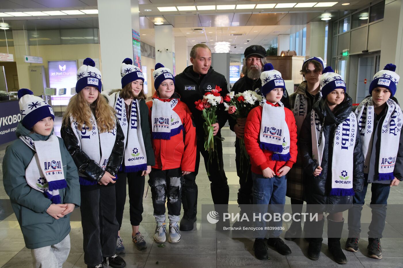 Прибытие в Москву Ф. Конюхова после рекордного полета на воздушном шаре