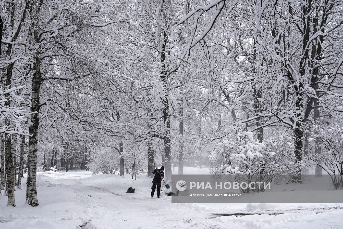 Весенний снегопад в Санкт-Петербурге