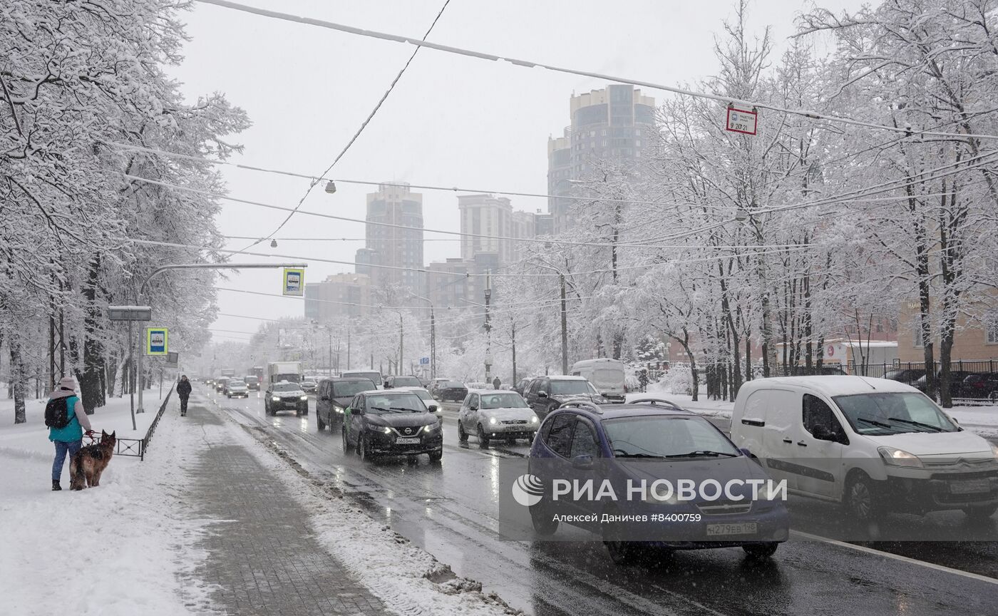 Весенний снегопад в Санкт-Петербурге