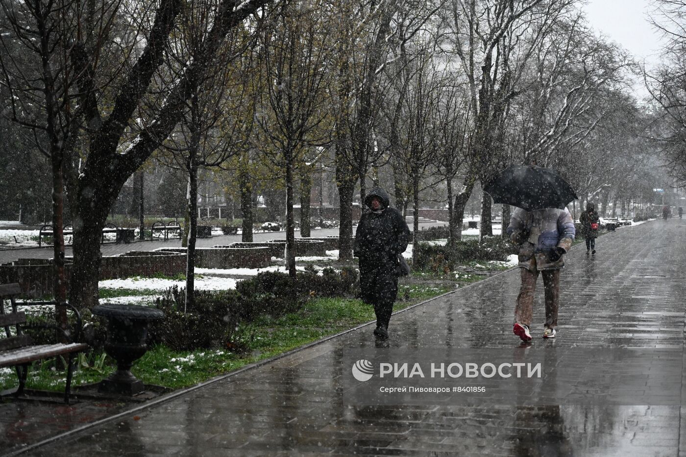 Весенний снегопад в Ростове-на-Дону