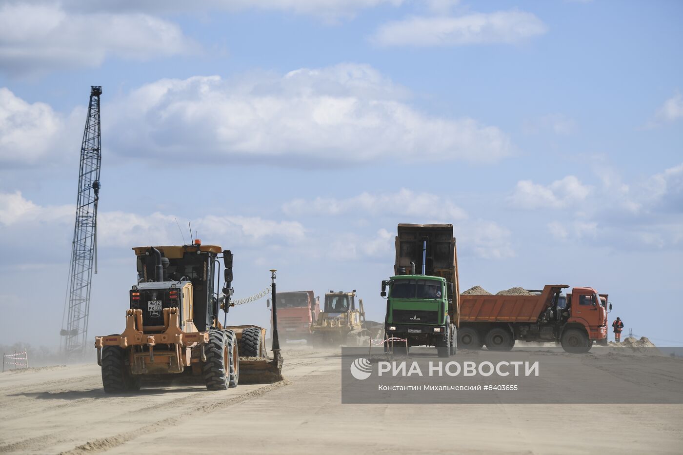 Строительство дальнего автодорожного подхода к Крымскому мосту в Краснодарском крае