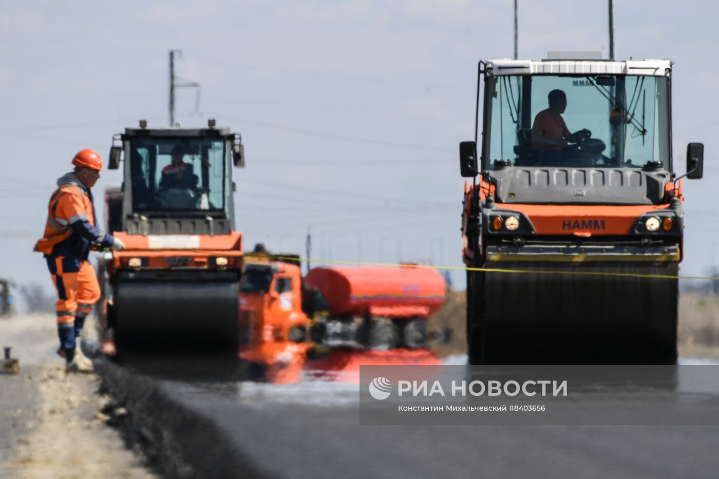 Строительство дальнего автодорожного подхода к Крымскому мосту в Краснодарском крае