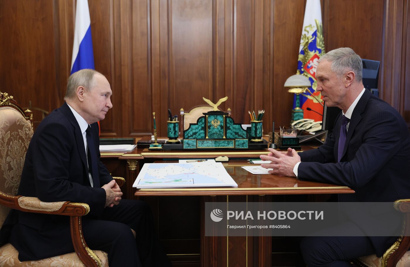 Президент РФ В. Путин встретился с врио губернатора Херсонской области В. Сальдо