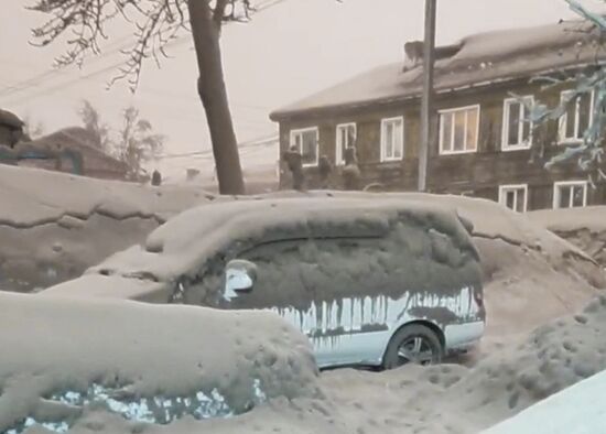 Извержение вулкана Шивелуч на Камчатке