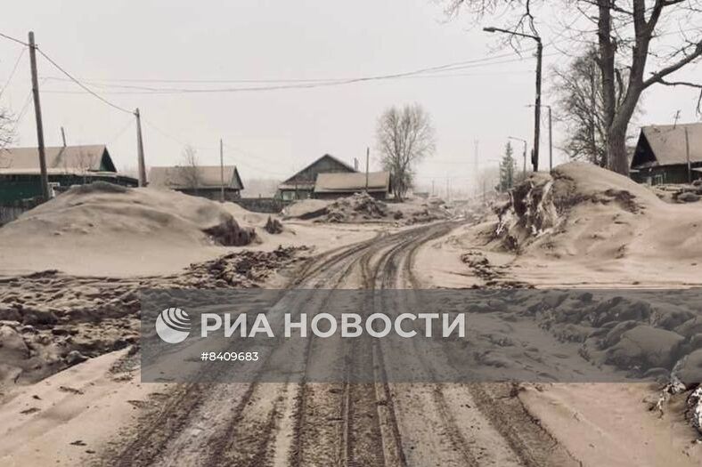 Извержение вулкана Шивелуч на Камчатке