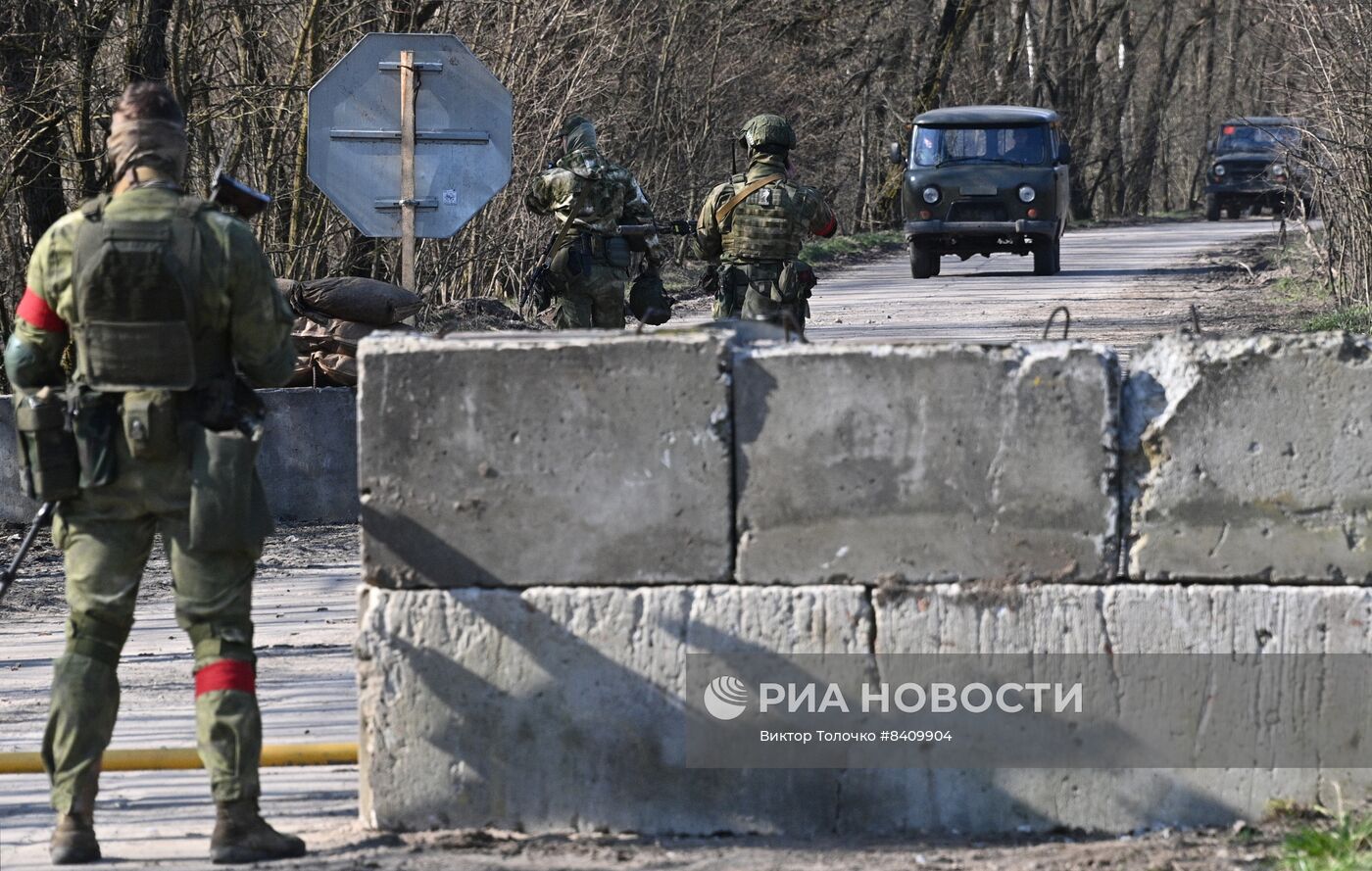 Охрана границы с Украиной белорусскими десантниками в Гомельской области