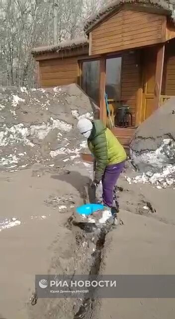 Последствия извержения вулкана Шивелуч на Камчатке