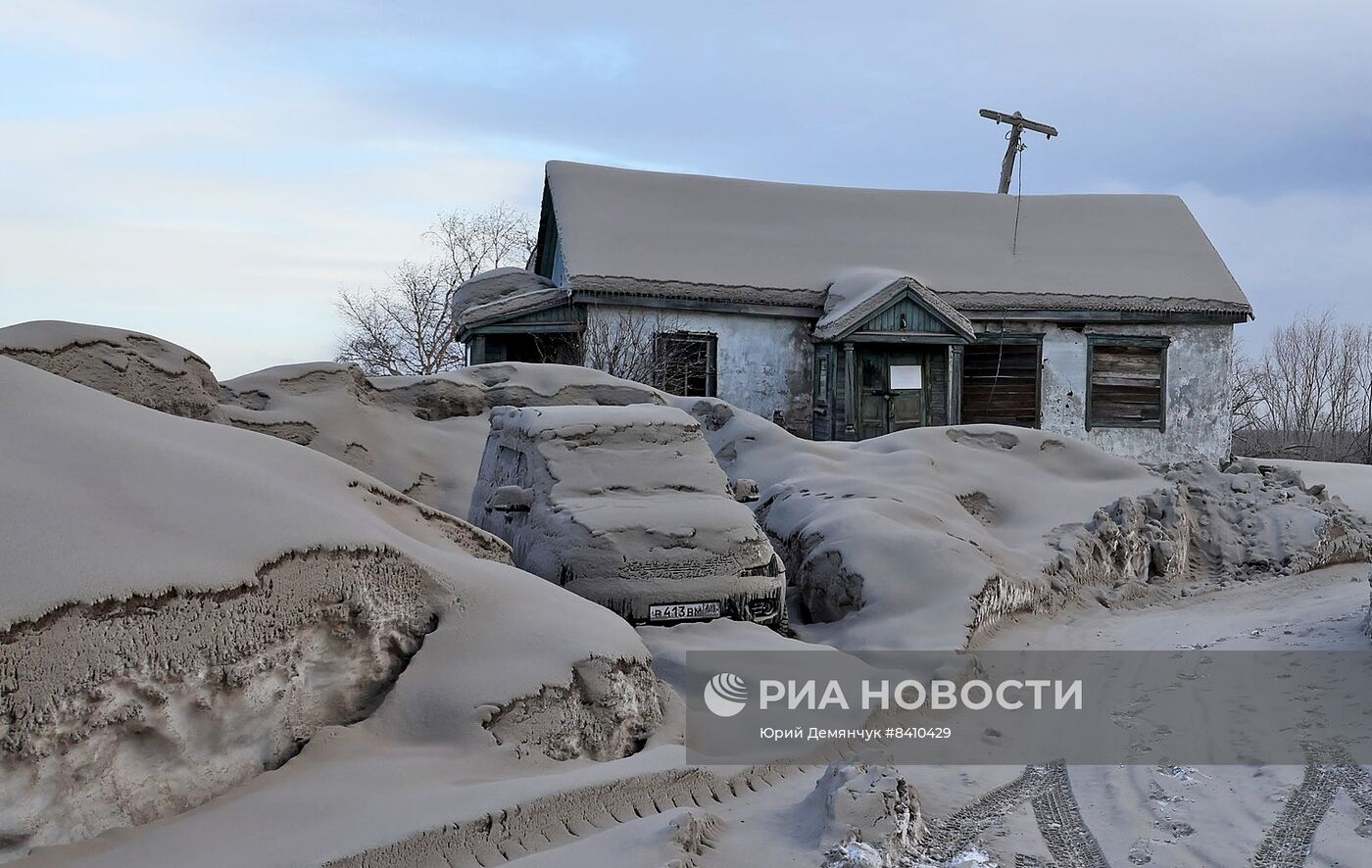 Последствия извержения вулкана Шивелуч на Камчатке