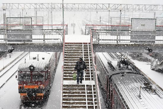 Апрельский снегопад в Новосибирске