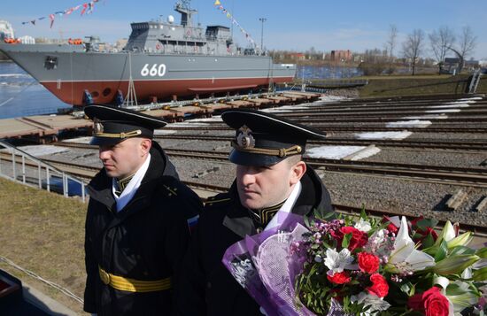 Спуск на воду корабля "Лев Чернявин" в Санкт-Петербурге