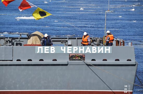 Спуск на воду корабля "Лев Чернявин" в Санкт-Петербурге