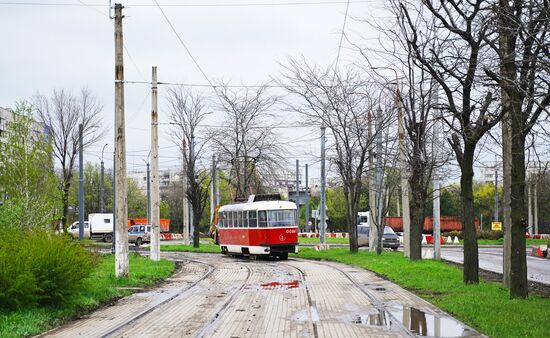 Подготовка к запуску трамвайного движения в Мариуполе