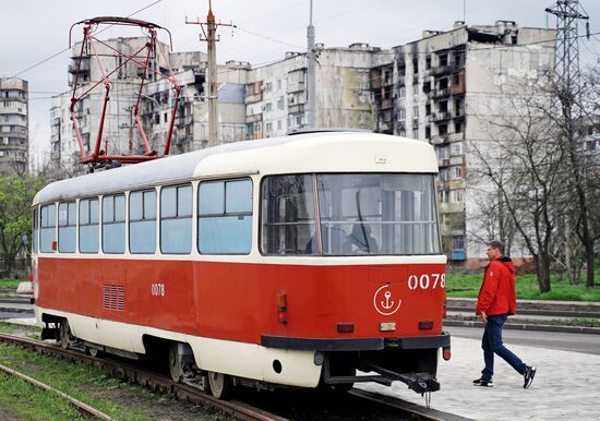Подготовка к запуску трамвайного движения в Мариуполе
