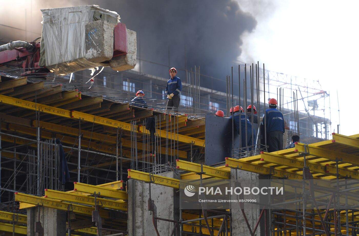 Пожар в строящемся ЖК на Кутузовском проспекте