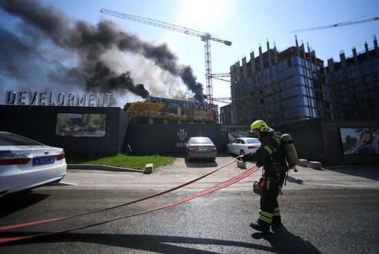 Пожар в строящемся ЖК на Кутузовском проспекте