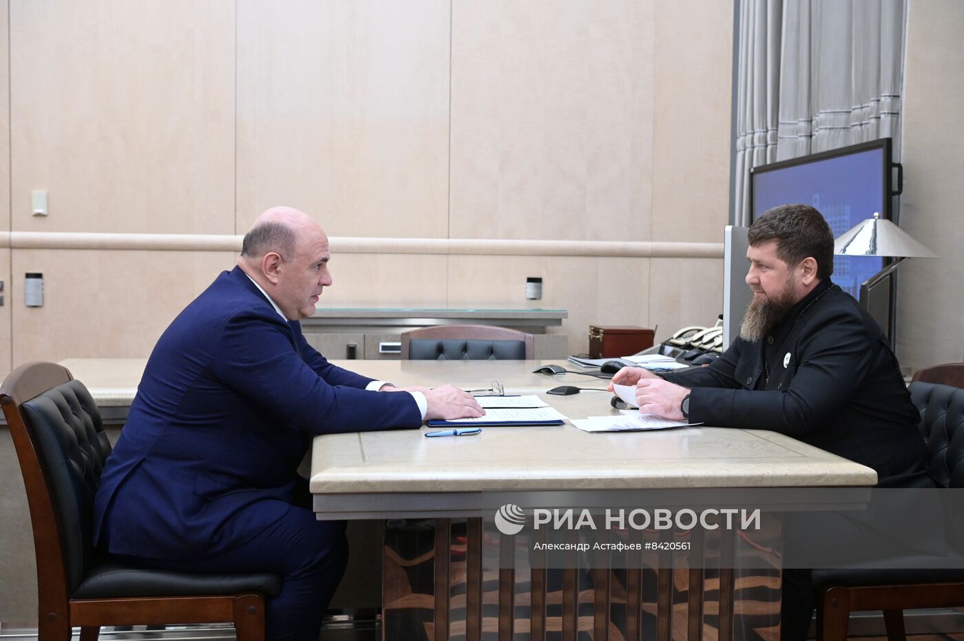 Премьер-министр РФ М. Мишустин встретился с главой Чечни Р. Кадыровым