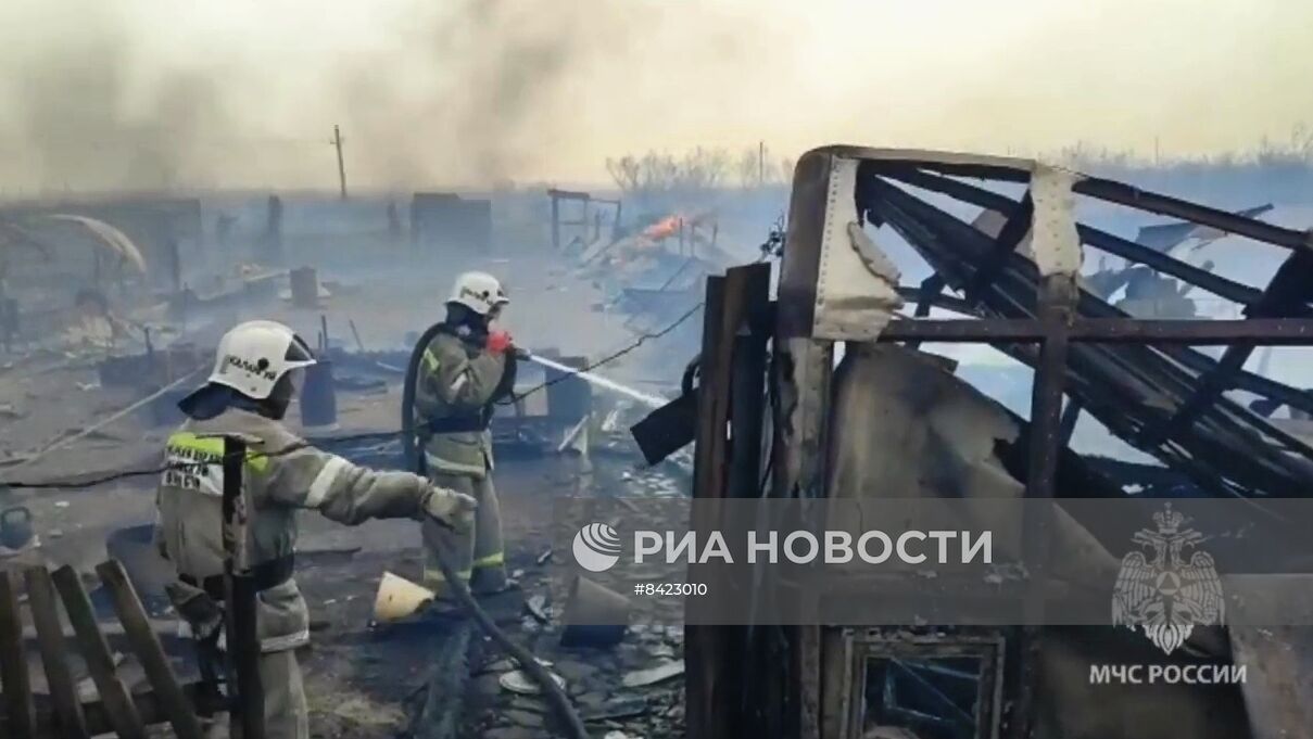 Пожар в забайкальском городе Борзя