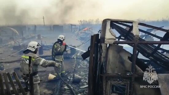 Пожар в забайкальском городе Борзя