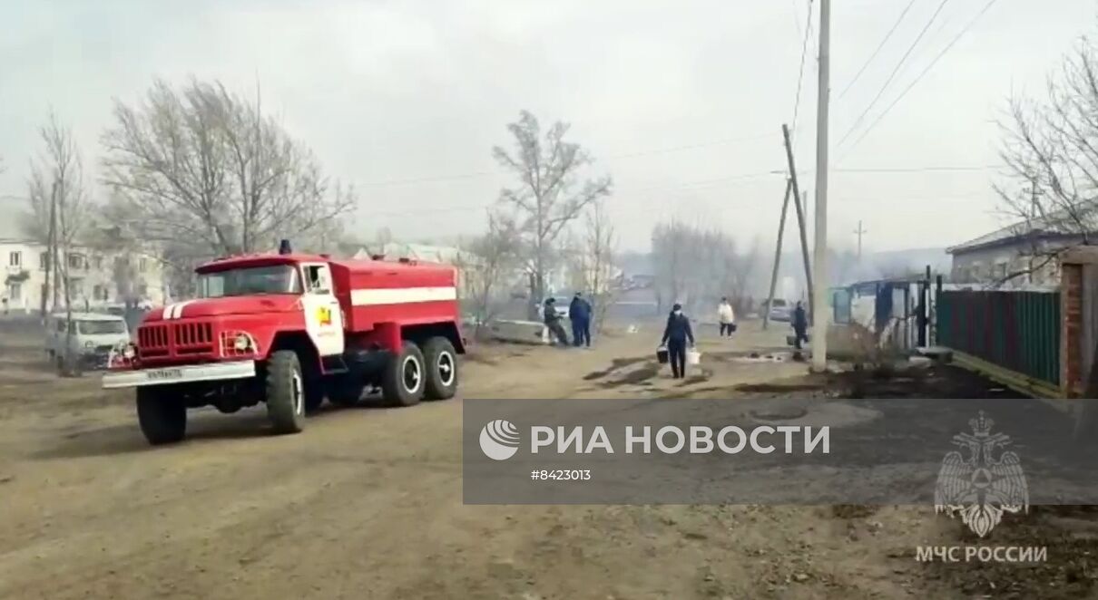 Пожар в забайкальском городе Борзя | РИА Новости Медиабанк