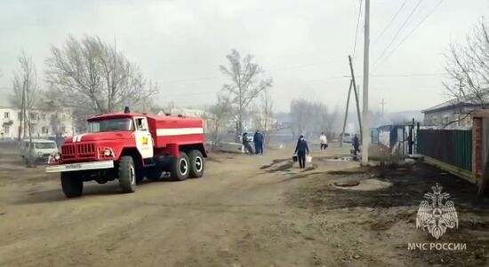 Пожар в забайкальском городе Борзя