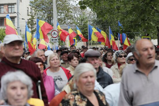 Акция протеста сторонников партии "Шор" в Кишиневе