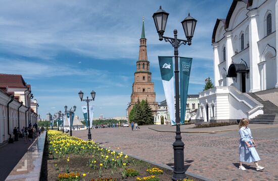 Башня Сююмбике на территории Казанского кремля. В Казани пройдет Международный экономический форум "Россия - Исламский мир: KazanForum". Фото могут быть использованы при наличии обязательной ссылки на источник. Место: Россия, Казань. Автор: Алексей Даничев/АНО "Дирекция спортивных и социальных проектов". Виды Казани