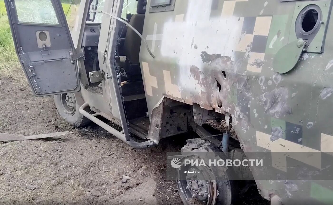 Поврежденная техника на месте ликвидации украинской ДРГ