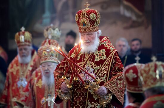 Патриаршее служение в день памяти святых равноапостольных Мефодия и Кирилла в храме Христа Спасителя