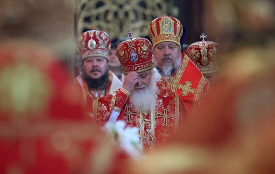 Патриаршее служение в день памяти святых равноапостольных Мефодия и Кирилла в храме Христа Спасителя