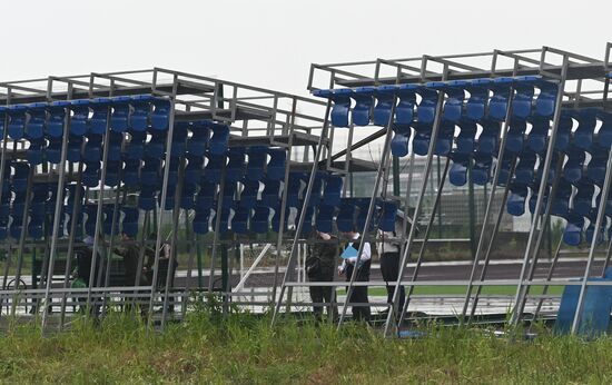 Обрушение трибуны на территории Гребного канала в Ростове-на-Дону