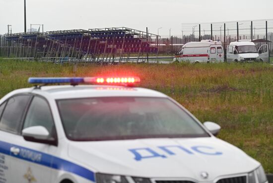 Обрушение трибуны на территории Гребного канала в Ростове-на-Дону