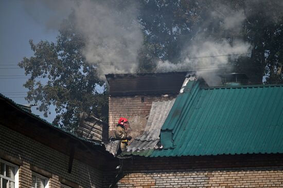 Пожар в клинической больнице в Новосибирске