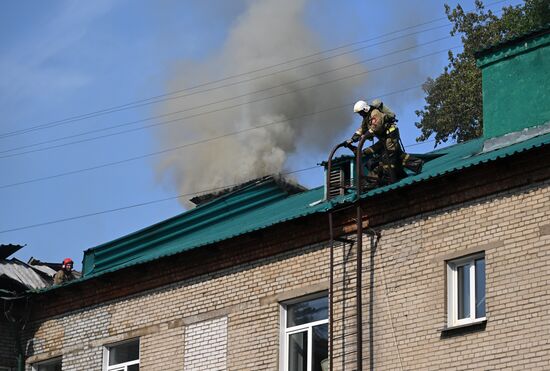 Пожар в клинической больнице в Новосибирске