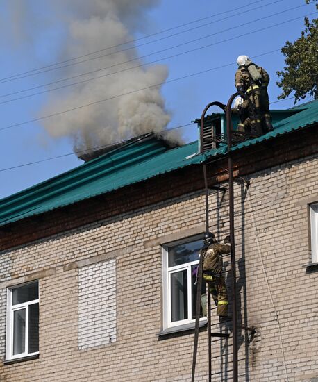 Пожар в клинической больнице в Новосибирске