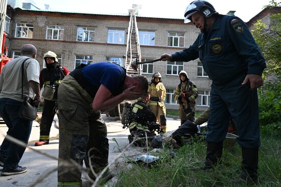 Пожар в клинической больнице в Новосибирске