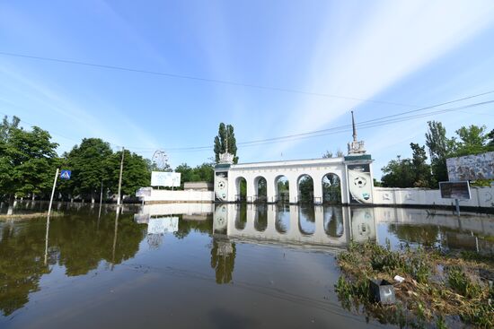 Новая Каховка после прорыва Каховской ГЭС