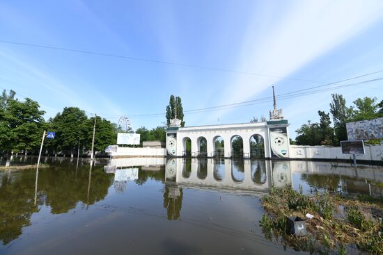 Новая Каховка после прорыва Каховской ГЭС