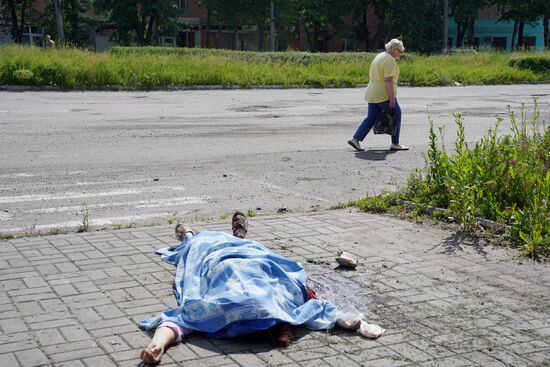 Последствия обстрела Горловки в ДНР