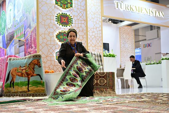 Стенд Туркменистана на выставке Евразийского экономического форума на территории Парка науки и искусства "Сириус". Место: Россия, Федеральная территория "Сириус". Автор: Рамиль Ситдиков/РИА Новости. ЕАЭС-2023. Работа форума