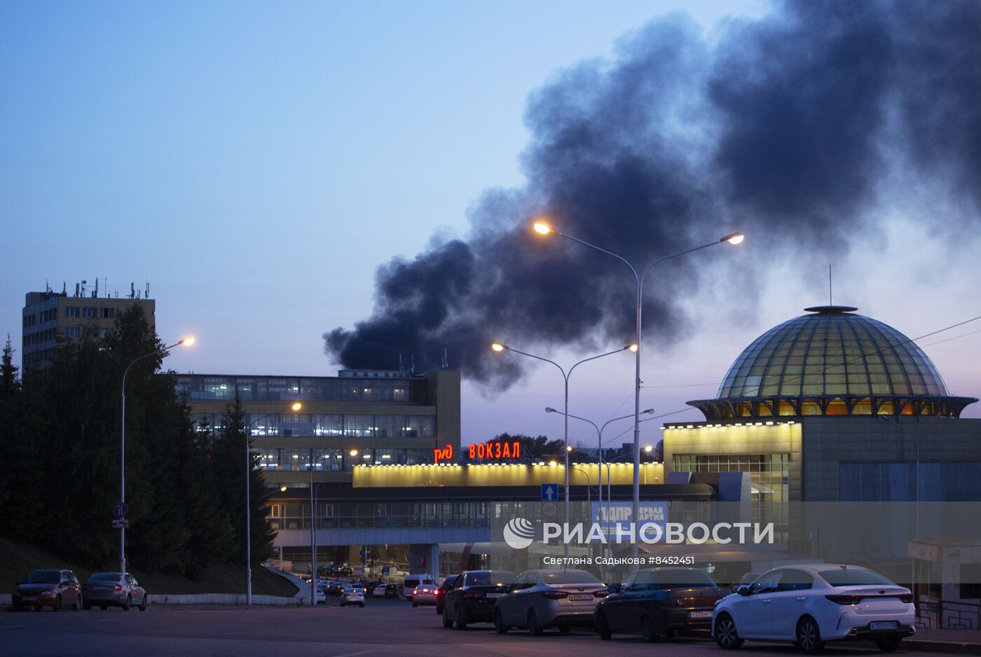 Пожар на ж/д вокзале в Уфе