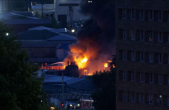 Пожар на ж/д вокзале в Уфе