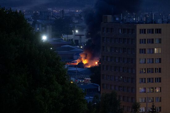 Пожар на ж/д вокзале в Уфе