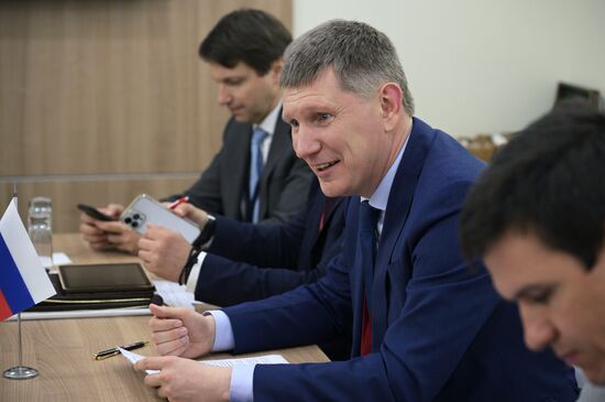 ПМЭФ-2023. Встреча М.Г. Решетникова с заместителем Премьер-Министра РУ Ж.А. Ходжаевым