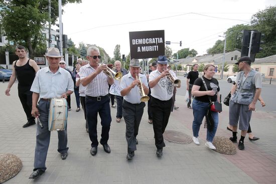 Акция протеста сторонников партии "Шор" в Кишиневе