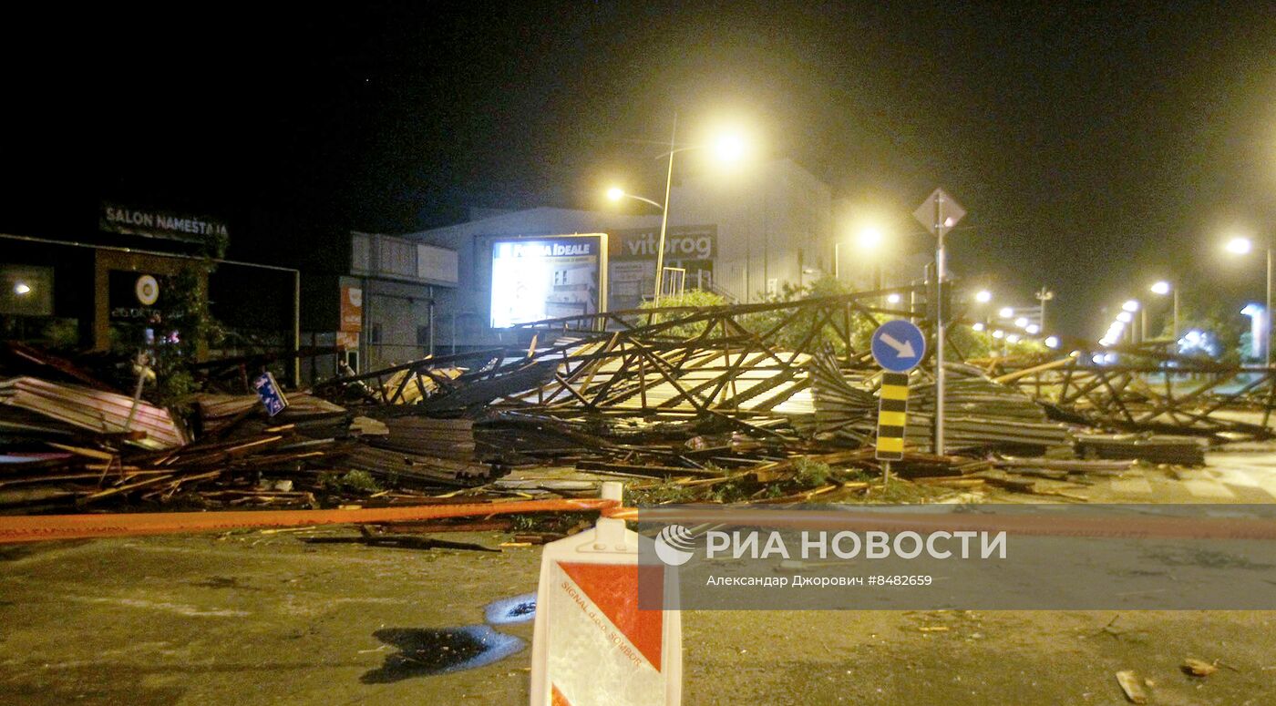 Последствия бури в сербском городе Нови-Сад