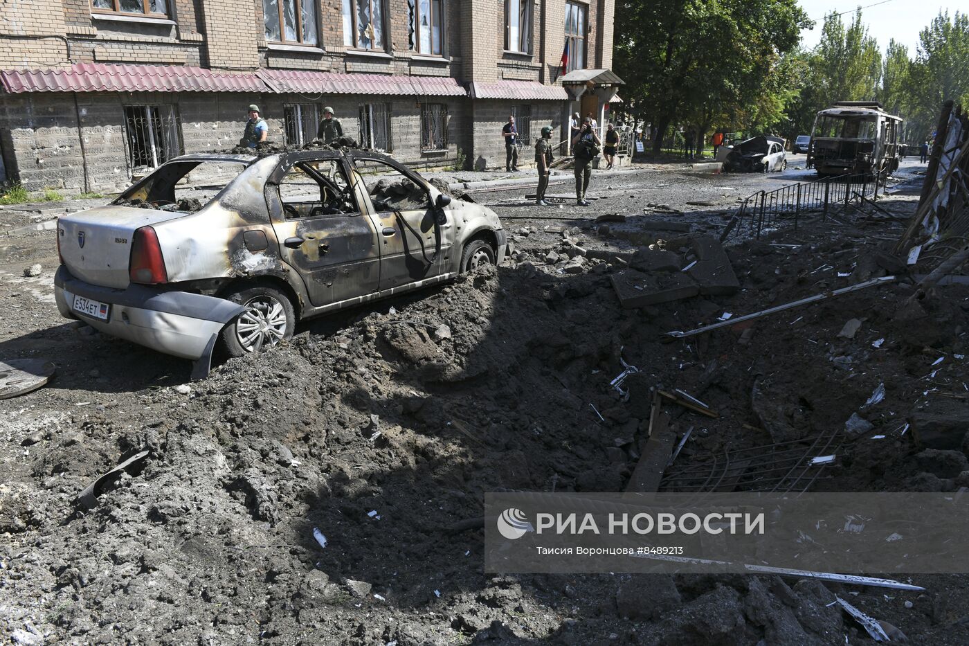 Последствия обстрела Донецка со стороны ВСУ