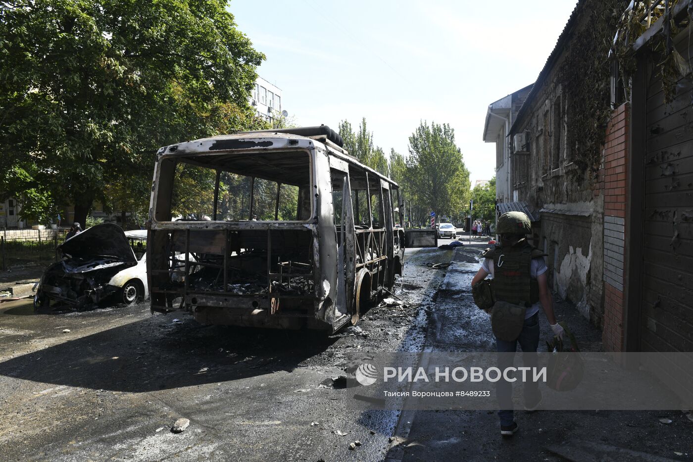 Последствия обстрела Донецка со стороны ВСУ