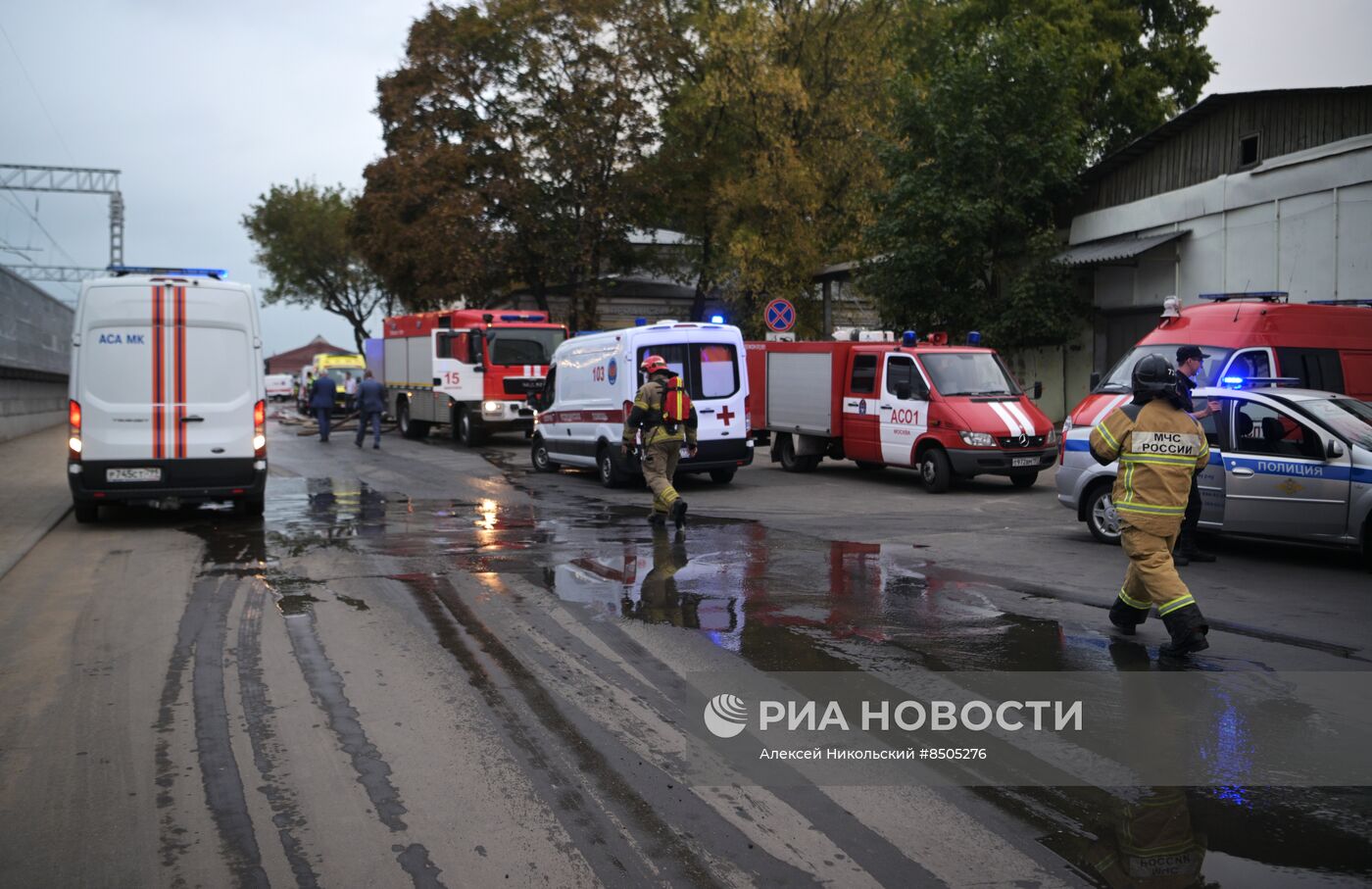 Пожар в районе трех вокзалов в Москве