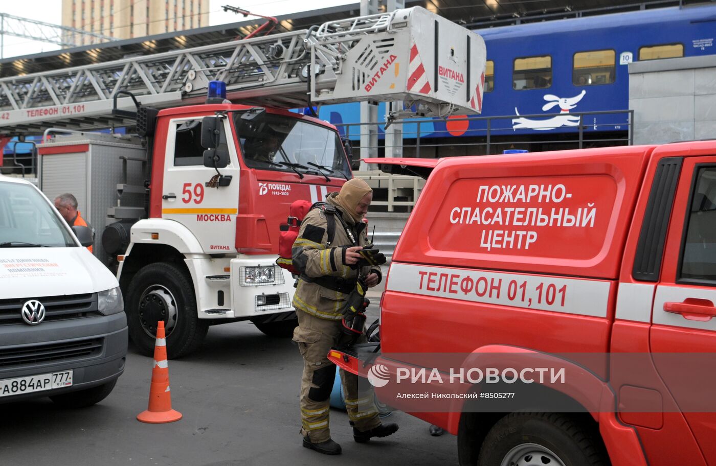 Пожар в районе трех вокзалов в Москве