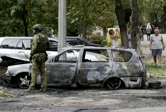 Последствия обстрела Киевского района Донецка